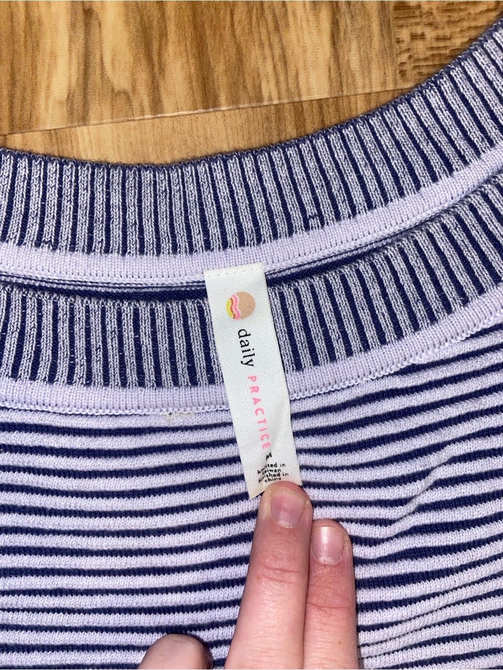 Anthropologie Daily Practice Ribbed Knit Tunic Dress Stripe Indigo Oversized - Picture 5 of 11
